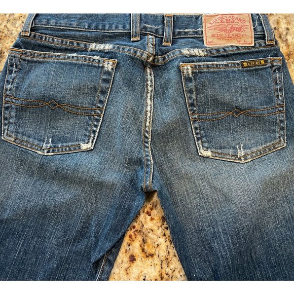 Lucky Brand Dungarees "Dream Jean” Womens Size 4/27 Long Made Is USA Dark Wash - Picture 4 of 12